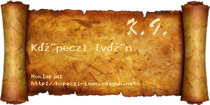 Köpeczi Iván névjegykártya